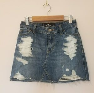 Hollister ripped jean skirt